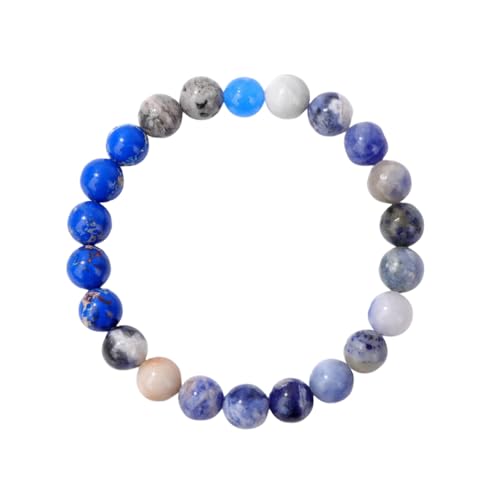 YONGHONGKEJI Planetenarmband Sonnensystem Universum Galaxie Naturstein Perlenarmbänder für Frauen Stretch Armreif Acht Planeten Schutzstern Armbänder für Männer Astronomie Geschenke Erde von YONGHONGKEJI