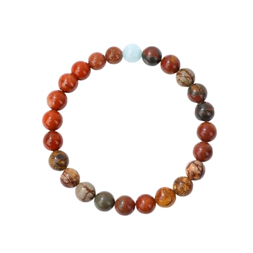 YONGHONGKEJI Planetenarmband Sonnensystem Universum Galaxie Naturstein Perlenarmbänder für Frauen Stretch Armreif Acht Planeten Schutzstern Armbänder für Männer Astronomie Geschenke Mars von YONGHONGKEJI