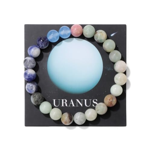 YONGHONGKEJI Planetenarmband Sonnensystem Universum Galaxie Naturstein Perlenarmbänder für Frauen Stretch Armreif Acht Planeten Schutzstern Armbänder für Männer Astronomie Geschenke Uranus + Karte YONGHONGKEJI Planetenarmband Sonnensystem Universum Galaxie Naturstein Perlenarmbänder für Frauen Stretch Armreif Acht Planeten Schutzstern Armbänder für Männer Astronomie Geschenke Uranus + Karte von YONGHONGKEJI