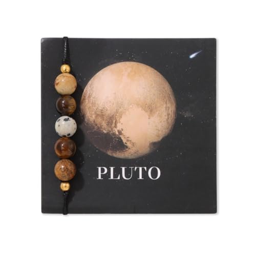 YONGHONGKEJI Planetenarmband Sonnensystem Universum Galaxie Naturstein Perlenarmbänder für Frauen Verstellbarer Seilarmreif Acht Planeten Schutzstern Armbänder für Männer Astronomie Geschenke P von YONGHONGKEJI