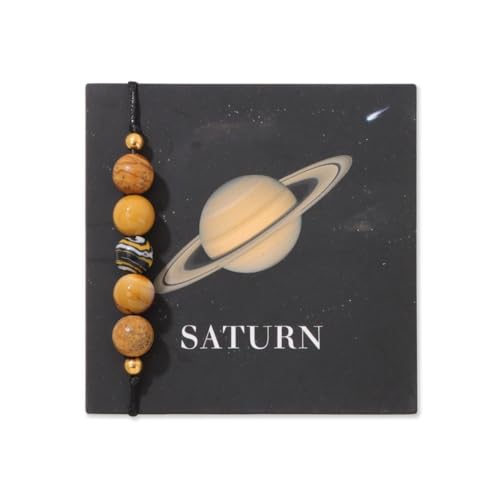 YONGHONGKEJI Planetenarmband Sonnensystem Universum Galaxie Naturstein Perlenarmbänder für Frauen Verstellbarer Seilarmreif Acht Planeten Schutzstern Armbänder für Männer Astronomie Geschenke S von YONGHONGKEJI