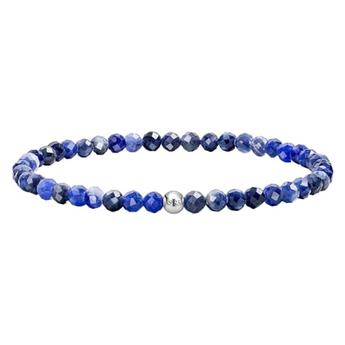 YONGHONGKEJI Silberarmband für Damen Kristallarmband Natürliche Edelsteine Heilende Stretch Perlenarmreifen Boho Schmuck mit Grußkarte Sodalith (Stein Der Kommunikation) von YONGHONGKEJI
