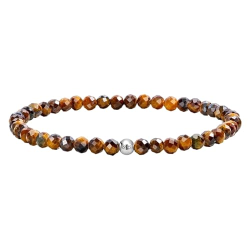 YONGHONGKEJI Silberarmband für Damen Kristallarmband Natürliche Edelsteine Heilende Stretch Perlenarmreifen Boho Schmuck mit Grußkarte Tigerauge Stein (Stein Der Stärke und Des Selbstvertrauens) von YONGHONGKEJI