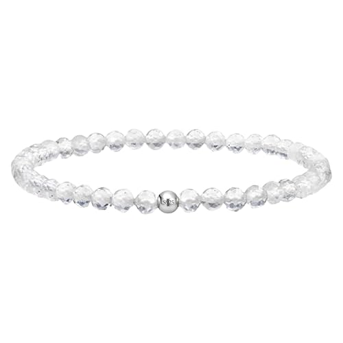 YONGHONGKEJI Silberarmband für Frauen Kristallarmband Natürliche Edelsteine Heilende Stretch Perlenarmreifen Boho Schmuck mit Grußkarte Bergkristall (Stein Der Manifestation) mit Karte von YONGHONGKEJI