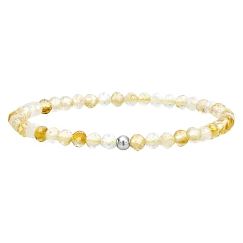 YONGHONGKEJI Silberarmband für Frauen Kristallarmband Natürliche Edelsteine Heilende Stretch Perlenarmreifen Boho Schmuck mit Grußkarte Citrin (Stein Des Erfolgs) mit Karte von YONGHONGKEJI