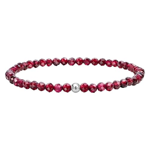 YONGHONGKEJI Silberarmband für Frauen Kristallarmband Natürliche Edelsteine Heilung Stretch Perlenarmreifen Boho Schmuck mit Grußkarte Granat (Liebe & Leidenschaft) mit Karte von YONGHONGKEJI