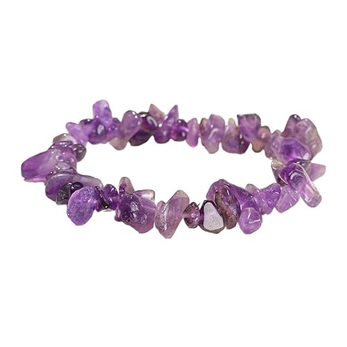 YONGHONGKEJI Unregelmäßige Kristallarmbänder Crystal Chip Edelsteinarmreifen 7 Chakra Naturstein Heilarmbänder für Frauen Männer Energie Quarz Chakra Armbänder Schmuck Geschenke Amethyst von YONGHONGKEJI