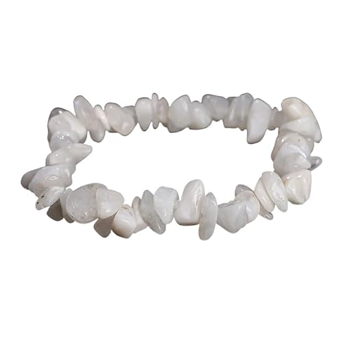 YONGHONGKEJI Unregelmäßige Kristallarmbänder Crystal Chip Edelsteinarmreifen 7 Chakra Naturstein Heilarmbänder für Frauen Männer Energie Quarz Chakra Armbänder Schmuck Geschenke Blaues Mondlicht von YONGHONGKEJI