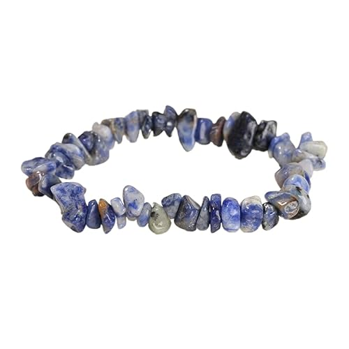 YONGHONGKEJI Unregelmäßige Kristallarmbänder Crystal Chip Edelsteinarmreifen 7 Chakra Naturstein Heilarmbänder für Frauen Männer Energie Quarz Chakra Armbänder Schmuck Geschenke Blue Dotstone von YONGHONGKEJI