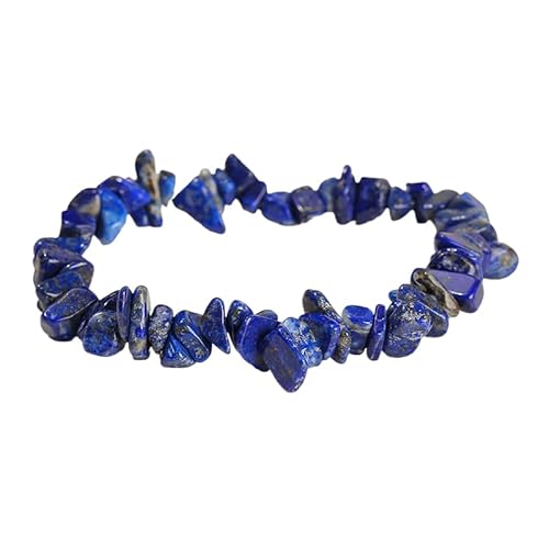 YONGHONGKEJI Unregelmäßige Kristallarmbänder Crystal Chip Edelsteinarmreifen 7 Chakra Naturstein Heilarmbänder für Frauen Männer Energie Quarz Chakra Armbänder Schmuck Geschenke Lapislazuli von YONGHONGKEJI