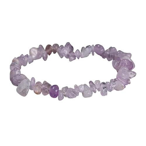 YONGHONGKEJI Unregelmäßige Kristallarmbänder Crystal Chip Edelsteinarmreifen 7 Chakra Naturstein Heilarmbänder für Frauen Männer Energie Quarz Chakra Armbänder Schmuck Geschenke Lila Jade von YONGHONGKEJI