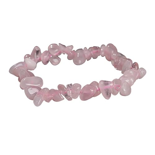 YONGHONGKEJI Unregelmäßige Kristallarmbänder Crystal Chip Edelsteinarmreifen 7 Chakra Naturstein Heilarmbänder für Frauen Männer Energie Quarz Chakra Armbänder Schmuck Geschenke Pink von YONGHONGKEJI