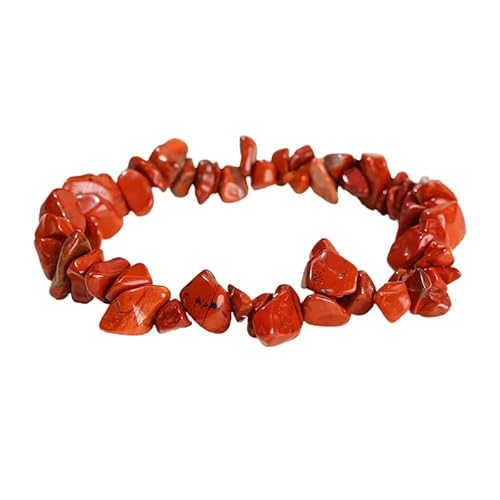 YONGHONGKEJI Unregelmäßige Kristallarmbänder Crystal Chip Edelsteinarmreifen 7 Chakra Naturstein Heilarmbänder für Frauen Männer Energie Quarz Chakra Armbänder Schmuck Geschenke Roter Stein von YONGHONGKEJI