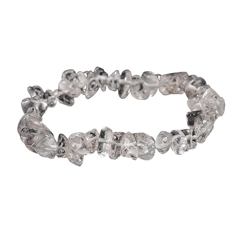 YONGHONGKEJI Unregelmäßige Kristallarmbänder Crystal Chip Edelsteinarmreifen 7 Chakra Naturstein Heilarmbänder für Frauen Männer Energiequarz Chakra Armbänder Schmuck Geschenke Weißer Quarz von YONGHONGKEJI