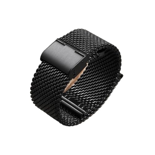 YONGNAGUI NASUNJIA 1,0 mm Milanese Mesh Loop Edelstahl-Uhrenarmband 18-24 mm Armbänder kompatibel mit DW 3 mm dickes Armband kompatibel mit Omega(Black,20mm) von YONGNAGUI