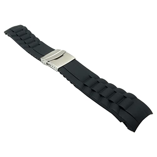 YONGNAGUI NASUNJIA 16mm 18mm 20mm 22mm 24mm 26mm Schwarz Silikon Uhrenarmband Männer Frauen Sport Wasserdicht Faltschließe Gummi Handschlaufe Armband(22mm) von YONGNAGUI