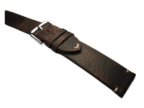 YONGNAGUI NASUNJIA 18mm 19mm 20mm 21mm 22mm Handgemachte Hohe Qualität Thin Vintage Crazy Horse Echtes Leder Armband Armband Braune Uhr Riemen(C,20mm) von YONGNAGUI