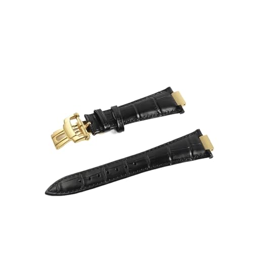 YONGNAGUI NASUNJIA 25 mm * 13 mm Echtleder-Uhrenarmband, Rindslederarmband, kompatibel mit Patek Philippe 5711 5712G Nautilus Braun Schwarz Blau(Black Gold Buckle) von YONGNAGUI