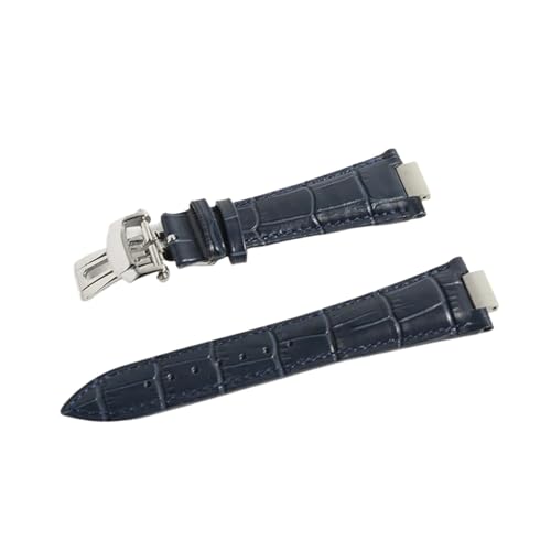 YONGNAGUI NASUNJIA 25 mm * 13 mm Echtleder-Uhrenarmband, Rindslederarmband, kompatibel mit Patek Philippe 5711 5712G Nautilus Braun Schwarz Blau(Blue Silver Buckle) von YONGNAGUI