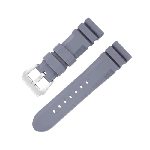 YONGNAGUI NASUNJIA Armband 24 mm 26 mm 20 mm 22 mm, kompatibel mit PAM441 PAM111 359, universelles Herren- und Damenarmband, Gummi-Sportuhrenarmband(A-Grey,26mm) von YONGNAGUI