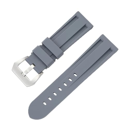 YONGNAGUI NASUNJIA Armband 24 mm 26 mm 20 mm 22 mm, kompatibel mit PAM441 PAM111 359, universelles Herren- und Damenarmband, Gummi-Sportuhrenarmband(B-Grey,24mm) von YONGNAGUI