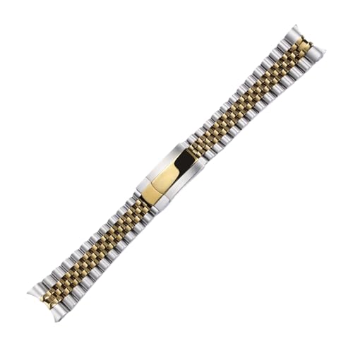 YONGNAGUI NASUNJIA Edelstahl Uhrenarmband 20mm 21mm Arc Interface Metal Jubilee Silber Gold Herrenarmband for Rolex Oyster Perpetual Datejust(Silver and gold,21MM_NO LOGO) von YONGNAGUI