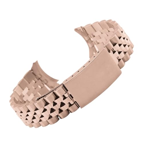YONGNAGUI NASUNJIA Edelstahl gekrümmte Enduhrband 13 17 18 19 20 21 22mm 5Beads Massivmetalluhrarmband Handgelenk Armband Turtle Buckle W Tool(Rose Gold,13mm) von YONGNAGUI