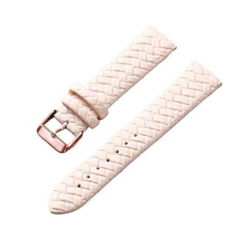 YONGNAGUI NASUNJIA Freizeit Uhrenarmband 8mm 10mm 12mm 14mm 16mm 18mm 20mm 22mm 24mm Echtes Leder gewebtes Muster Armbanduhr Gürtel Softband Blau(Beige rose gold,10mm) von YONGNAGUI
