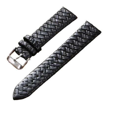 YONGNAGUI NASUNJIA Freizeit Uhrenarmband 8mm 10mm 12mm 14mm 16mm 18mm 20mm 22mm 24mm Echtes Leder gewebtes Muster Armbanduhr Gürtel Softband Blau(Black silver buckle,24mm) von YONGNAGUI
