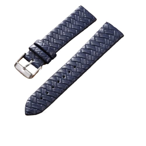YONGNAGUI NASUNJIA Freizeit Uhrenarmband 8mm 10mm 12mm 14mm 16mm 18mm 20mm 22mm 24mm Echtes Leder gewebtes Muster Armbanduhr Gürtel Softband Blau(Blue silver buckle,8mm) von YONGNAGUI