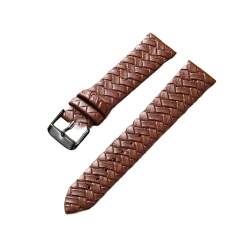YONGNAGUI NASUNJIA Freizeit Uhrenarmband 8mm 10mm 12mm 14mm 16mm 18mm 20mm 22mm 24mm Echtes Leder gewebtes Muster Armbanduhr Gürtel Softband Blau(Brown black buckle,14mm) von YONGNAGUI