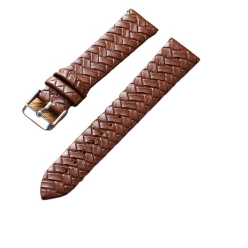 YONGNAGUI NASUNJIA Freizeit Uhrenarmband 8mm 10mm 12mm 14mm 16mm 18mm 20mm 22mm 24mm Echtes Leder gewebtes Muster Armbanduhr Gürtel Softband Blau(Brown silver buckle,10mm) von YONGNAGUI