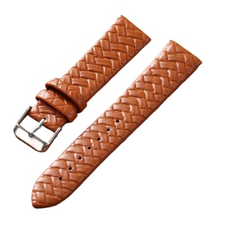 YONGNAGUI NASUNJIA Freizeit Uhrenarmband 8mm 10mm 12mm 14mm 16mm 18mm 20mm 22mm 24mm Echtes Leder gewebtes Muster Armbanduhr Gürtel Softband Blau(Light brown silver,18mm) von YONGNAGUI