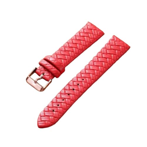 YONGNAGUI NASUNJIA Freizeit Uhrenarmband 8mm 10mm 12mm 14mm 16mm 18mm 20mm 22mm 24mm Echtes Leder gewebtes Muster Armbanduhr Gürtel Softband Blau(Red rose gold buckle,10mm) von YONGNAGUI