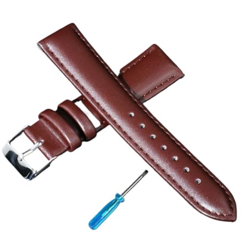 YONGNAGUI NASUNJIA Hochwertige Echtleder-Uhrenarmbandteile 10MM 12MM-24MM Lila Pink Kompatibel mit Männern und Frauen Kompatibel mit DW-Bügelzubehör mit Werkzeug(Brown,10mm) von YONGNAGUI