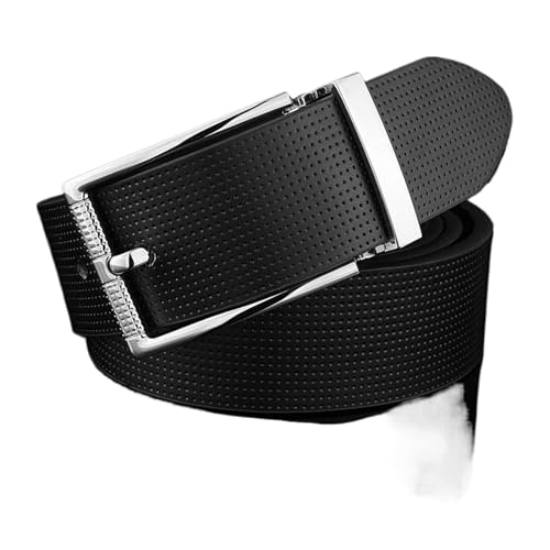 YONGNAGUI NASUNJIA Hohe Qualität Pin Schnalle Weiß Echtes Leder Bund Lässige Mode Männer Gürtel Klassischer Designer-Taille Strap(110cm,Black) von YONGNAGUI
