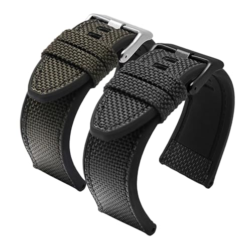YONGNAGUI NASUNJIA Nylon-Armband mit Diesel kompatibel DZ4500 DZ4506 DZ7420. Original 1: 1 Nylon Leinwand Silikon Boden Outdoor Watch Strap 24mm 26mm 28mm(Black black,28mm) von YONGNAGUI