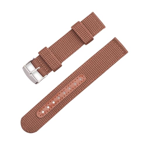 YONGNAGUI NASUNJIA Nylon braun schwarz Uhrenarmband 18 mm 20 mm 22 mm 24 mm Edelstahl Uhrenzubehör for Herren Damen Uhrenarmband(Brown,24mm) von YONGNAGUI