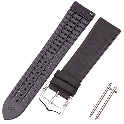 YONGNAGUI NASUNJIA Uhrenarmband aus Rindsleder und Silikon, 18, 20, 22 mm, für Herren und Damen, wasserdicht, atmungsaktiv, Uhrenzubehör, 20 mm von YONGNAGUI