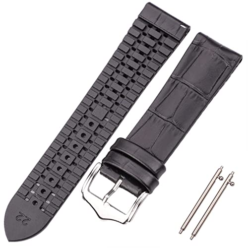 YONGNAGUI NASUNJIA Uhrenarmband aus Rindsleder und Silikon, 18, 20, 22 mm, für Herren und Damen, wasserdicht, atmungsaktiv, Uhrenzubehör, 22 mm von YONGNAGUI