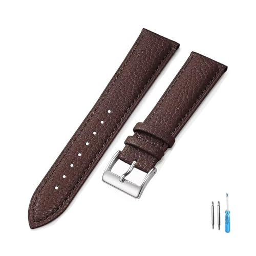 YONGNAGUI NASUNJIA Uhrenarmband aus echtem Leder, 18 mm, 20 mm, 22 mm, 24 mm, for Herren und Damen, hochwertiges Armband + Werkzeug(Brown-S,16mm) von YONGNAGUI