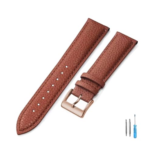 YONGNAGUI NASUNJIA Uhrenarmband aus echtem Leder, 18 mm, 20 mm, 22 mm, 24 mm, for Herren und Damen, hochwertiges Armband + Werkzeug(LightBrown-RG,18mm) von YONGNAGUI