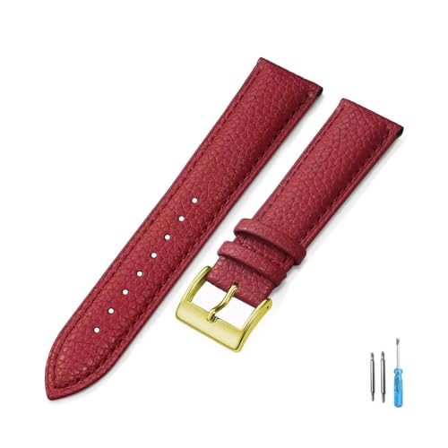 YONGNAGUI NASUNJIA Uhrenarmband aus echtem Leder, 18 mm, 20 mm, 22 mm, 24 mm, for Herren und Damen, hochwertiges Armband + Werkzeug(Red-G,18mm) von YONGNAGUI