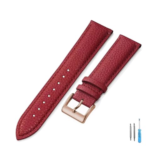 YONGNAGUI NASUNJIA Uhrenarmband aus echtem Leder, 18 mm, 20 mm, 22 mm, 24 mm, for Herren und Damen, hochwertiges Armband + Werkzeug(Red-RG,14mm) von YONGNAGUI