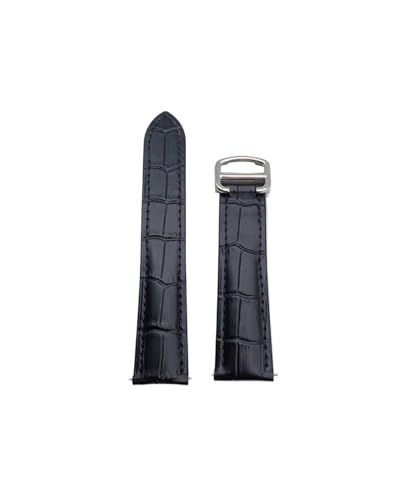 YONGNAGUI NASUNJIA Uhrenarmband kompatibel mit Herren Damen Armbanduhr mit Faltschließe, Zubehör, weiches Uhrenarmband aus echtem Leder, Gürtel(Black 4silver,17.5mm) von YONGNAGUI