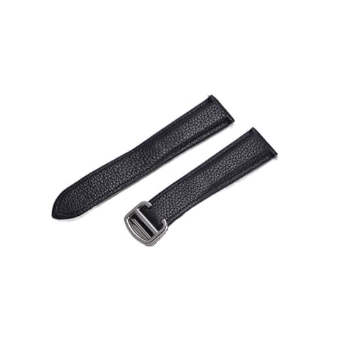 YONGNAGUI NASUNJIA Uhrenarmband kompatibel mit Herren Damen Armbanduhr mit Faltschließe, Zubehör, weiches Uhrenarmband aus echtem Leder, Gürtel(Black silver(convex),25mm) von YONGNAGUI