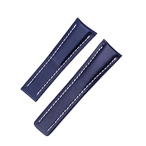 YONGNAGUI NASUNJIA Uhrenband Compatible With Breitling Superocean Avenger Navitimer. Echte echte leder männer watchband uhr zubehör uhren armband gürtel(Blue Band,22mm With LOGO) von YONGNAGUI