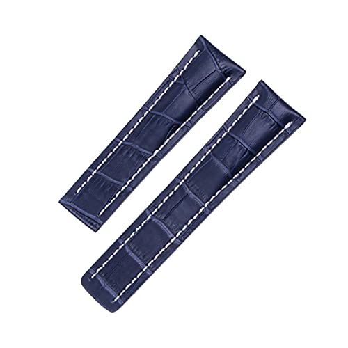 YONGNAGUI NASUNJIA Uhrenband Compatible With Breitling Superocean Avenger Navitimer. Echte echte leder männer watchband uhr zubehör uhren armband gürtel(Blue Band2,20mm With LOGO) von YONGNAGUI