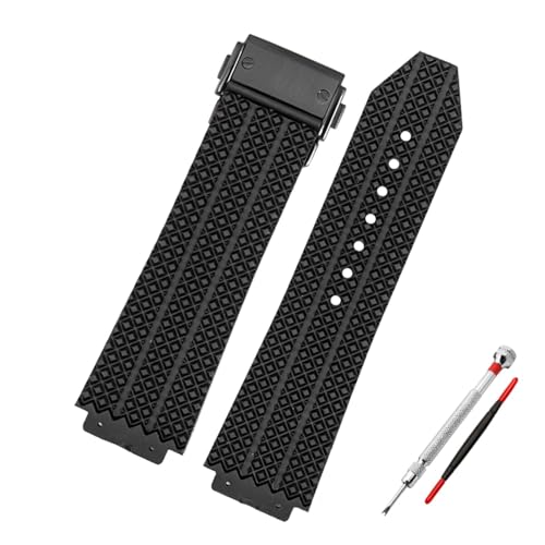 YONGNAGUI NASUNJIA Uhrenband kompatibel mit r Hublot Big Bang. Silikon 25 * 19mm wasserdichte Männer Watch Strap Kette Uhr Zubehör Gummi Uhr Armbandkette(Particlesblackblack) von YONGNAGUI