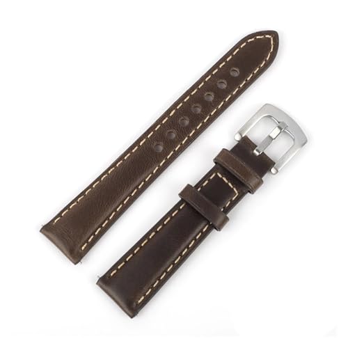 YONGNAGUI NASUNJIA Vintage Echtleder Uhrenarmbänder Herren Damen Armband 18 19 20 21 22mm Handgefertigtes Uhrenarmband Mit Edelstahlschnalle(Coffee,21MM_M-120 80MM) von YONGNAGUI